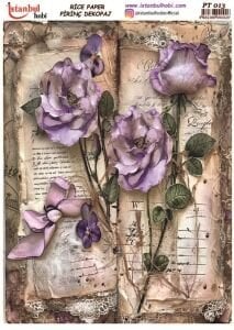 Pirinç Dekopaj Kağıdı 30x42cm PT-013 Yazı ve Çiçekler