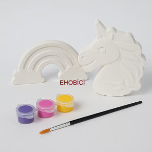 Ehobici Taş Boyama Seti Pony & Gökkuşağı 3 Renk Akrilik Boya 5ml + Fırça