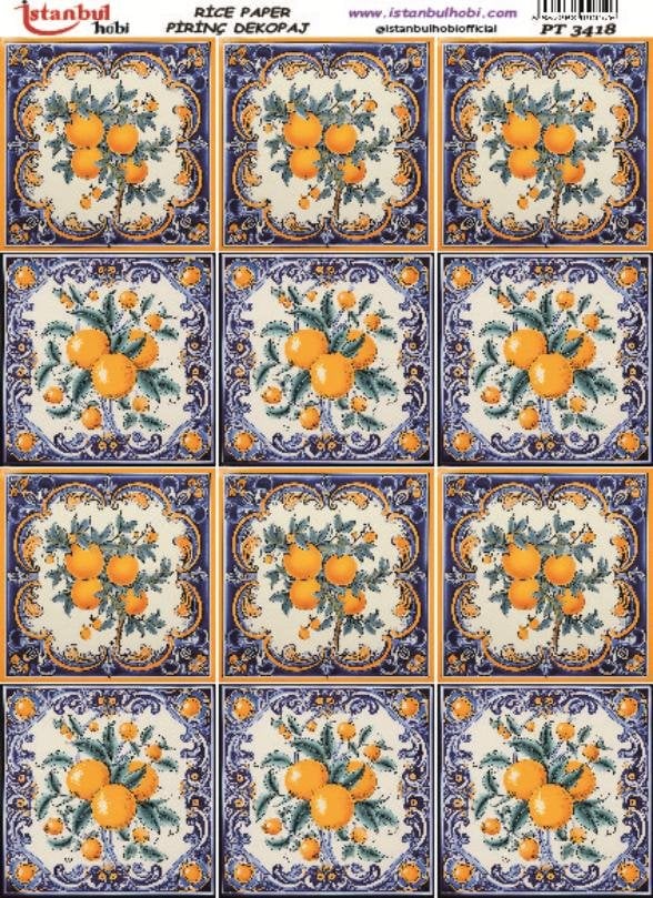 Pirinç Dekopaj Kağıdı 30x42cm PT-3418 Etnik Karo