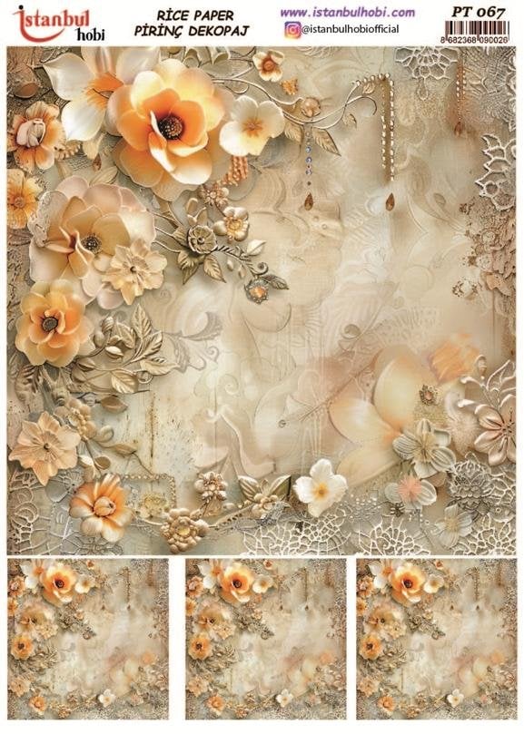 Pirinç Dekopaj Kağıdı 30x42cm PT-067 Çiçek