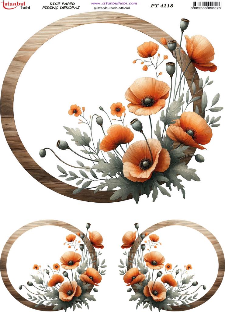 Pirinç Dekopaj Kağıdı 30x42cm PT-4118 Çiçek
