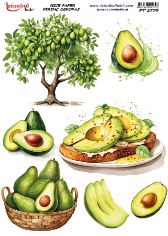 Pirinç Dekopaj Kağıdı 30x42cm PT-3776 Avakado