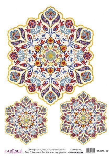 Cadence Desenli Altın Varak Pirinç Dekoapaj Kağıdı - Model 043