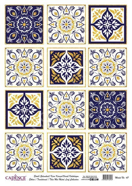 Cadence Desenli Altın Varak Pirinç Dekoapaj Kağıdı - Model 047