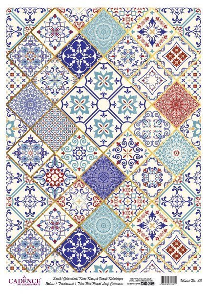 Cadence Desenli Altın Varak Pirinç Dekoapaj Kağıdı - Model 053