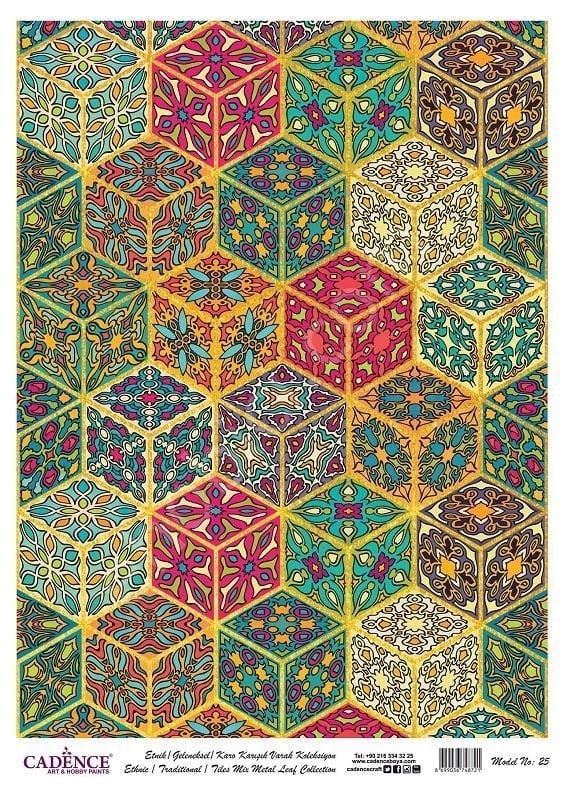 Cadence Desenli Altın Varak Pirinç Dekoapaj Kağıdı - Model 025