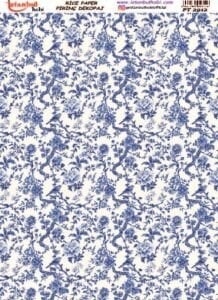 Pirinç Dekopaj Kağıdı 30x42cm PT-2912 Mavi Çiçek