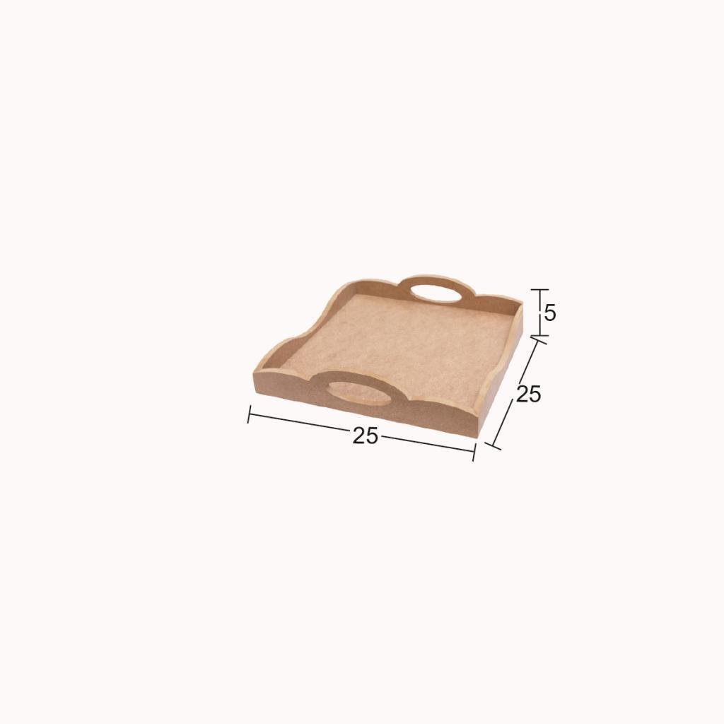 Ahşap Küçük Kare Tepsi 25x25cm T767