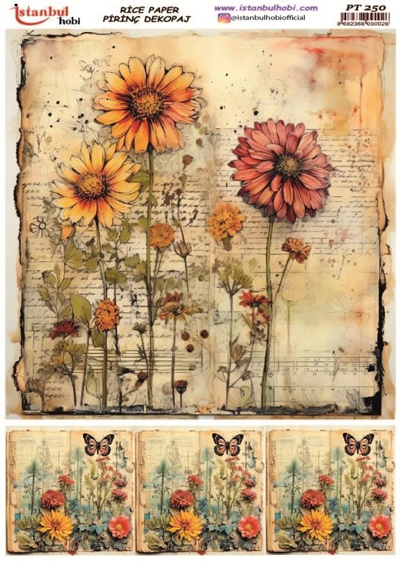 Pirinç Dekopaj Kağıdı 30x42cm PT-250 Çiçekler