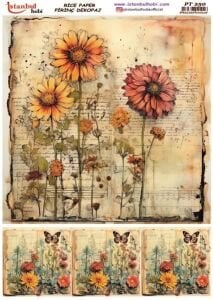Pirinç Dekopaj Kağıdı 30x42cm PT-250 Çiçekler