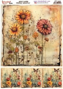 Pirinç Dekopaj Kağıdı 30x42cm PT-250 Çiçekler