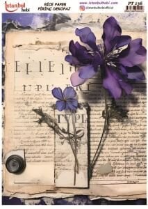 Pirinç Dekopaj Kağıdı 30x42cm PT-136 Yazı Çiçek