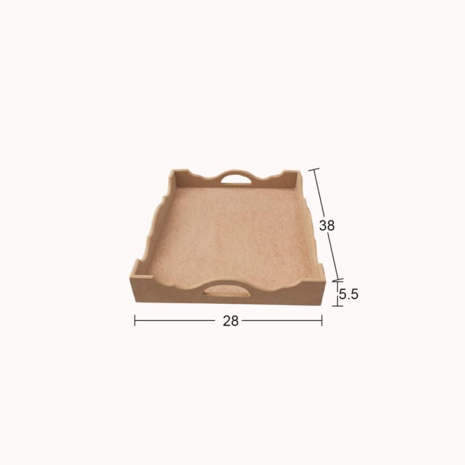 Ahşap Dalgalı Tepsi 38x28cm T769