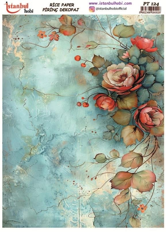 Pirinç Dekopaj Kağıdı 30x42cm PT-124 Güller
