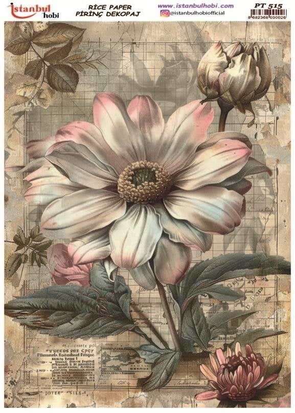 Pirinç Dekopaj Kağıdı 30x42cm PT-515 Çiçekler