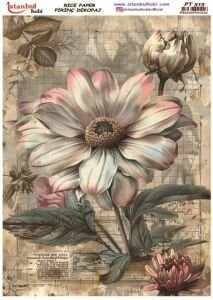 Pirinç Dekopaj Kağıdı 30x42cm PT-515 Çiçekler