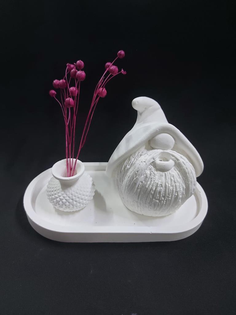 Tabaklı Cüce ve Vazo Seti 18x9,5cm