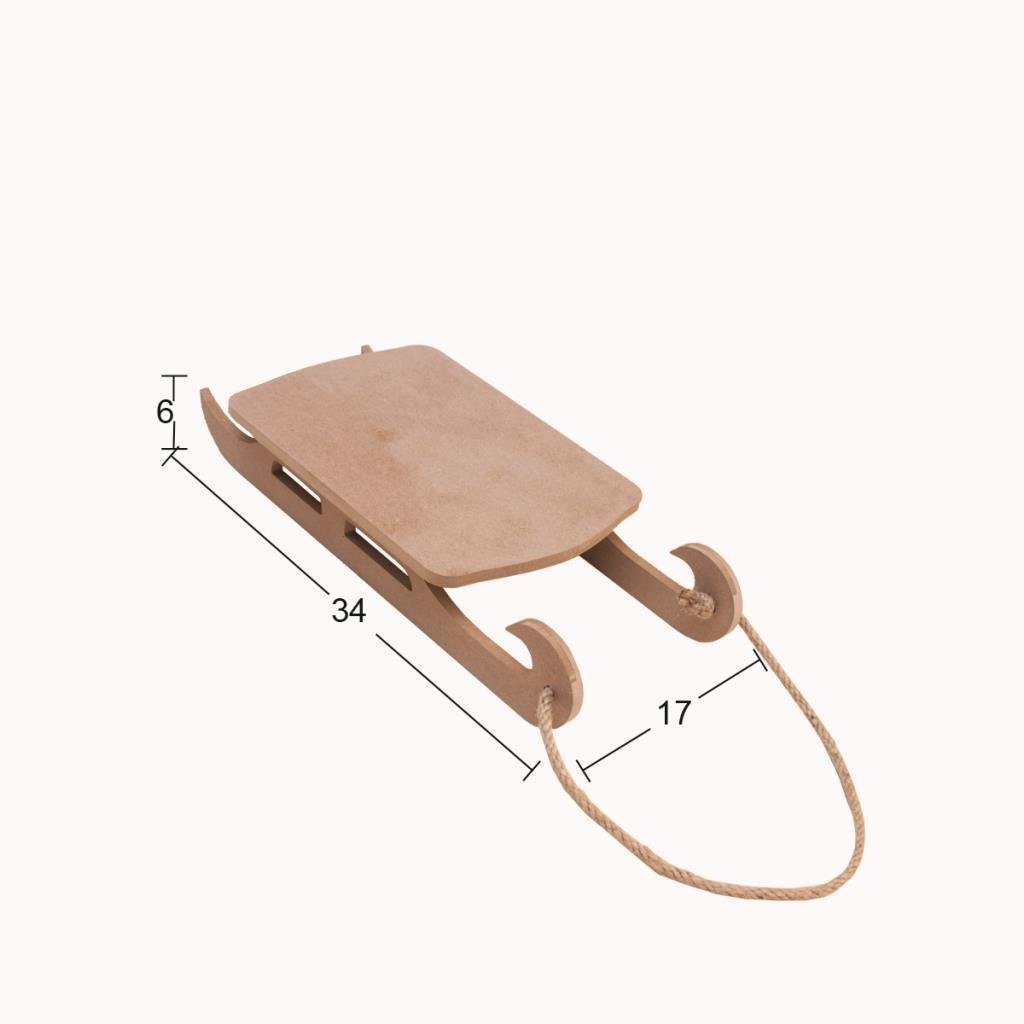 Dekoratif İpli Ahşap Kızak F-821 (KAYMAK İÇİN DEĞİLDİR)