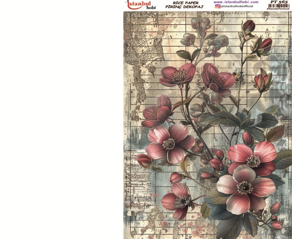 Pirinç Dekopaj Kağıdı 30x42cm PT-565 Çiçekler
