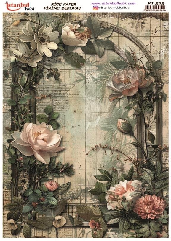 Pirinç Dekopaj Kağıdı 30x42cm PT-525 Çiçekler