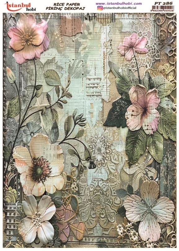 Pirinç Dekopaj Kağıdı 30x42cm PT-286 Çiçekler
