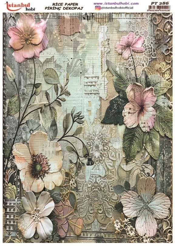 Pirinç Dekopaj Kağıdı 30x42cm PT-286 Çiçekler