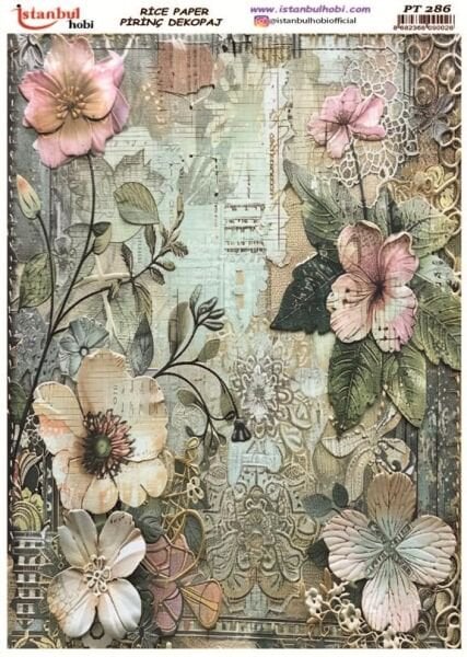 Pirinç Dekopaj Kağıdı 30x42cm PT-286 Çiçekler