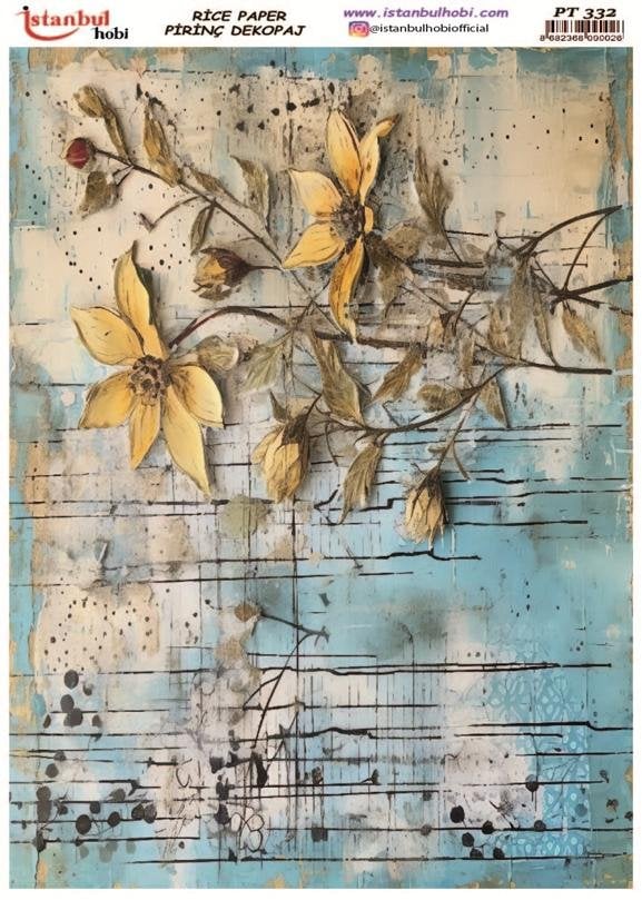 Pirinç Dekopaj Kağıdı 30x42cm PT-332 Çiçekler