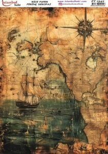 Pirinç Dekopaj Kağıdı 30x42cm PT-1942 Gemi Pusula