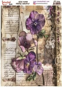 Pirinç Dekopaj Kağıdı 30x42cm PT-024 Yazı ve Çiçekler