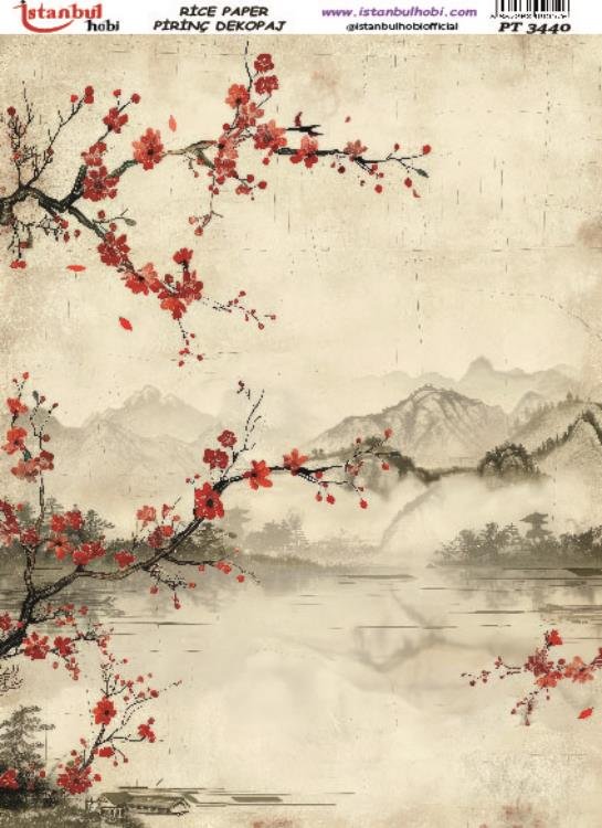 Pirinç Dekopaj Kağıdı 30x42cm PT-3440 Doğa Çiçek