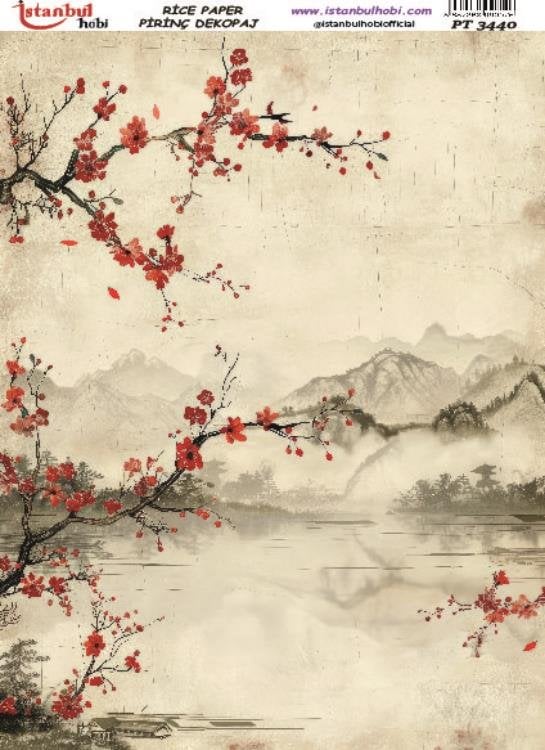 Pirinç Dekopaj Kağıdı 30x42cm PT-3440 Doğa Çiçek