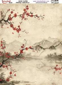 Pirinç Dekopaj Kağıdı 30x42cm PT-3440 Doğa Çiçek