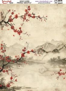 Pirinç Dekopaj Kağıdı 30x42cm PT-3440 Doğa Çiçek