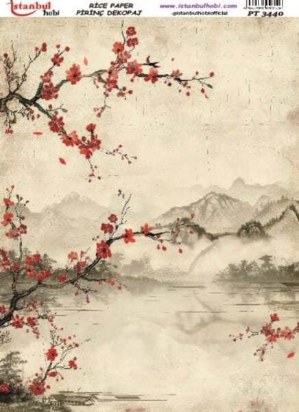 Pirinç Dekopaj Kağıdı 30x42cm PT-3440 Doğa Çiçek