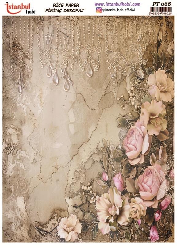 Pirinç Dekopaj Kağıdı 30x42cm PT-066 Güller