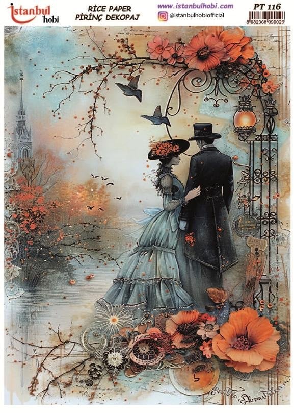 Pirinç Dekopaj Kağıdı 30x42cm PT-116 Romantik Çift