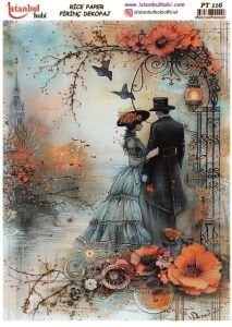 Pirinç Dekopaj Kağıdı 30x42cm PT-116 Romantik Çift
