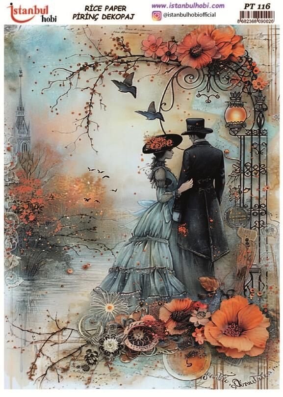 Pirinç Dekopaj Kağıdı 30x42cm PT-116 Romantik Çift