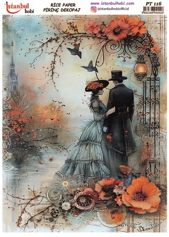 Pirinç Dekopaj Kağıdı 30x42cm PT-116 Romantik Çift