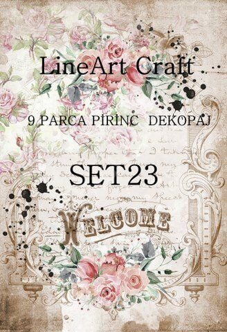 Lineart Pirinç Dekopaj Kağıdı 9 Parça Set-023