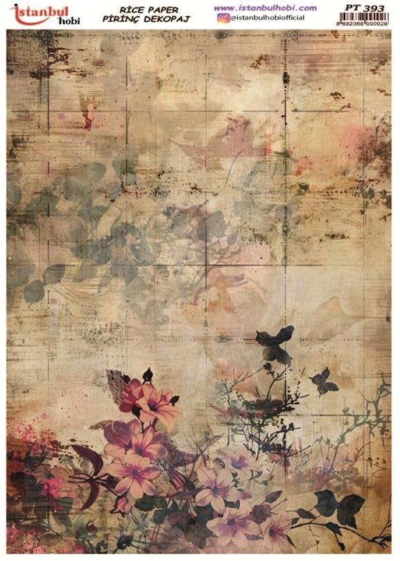 Pirinç Dekopaj Kağıdı 30x42cm PT-393 Çiçekler