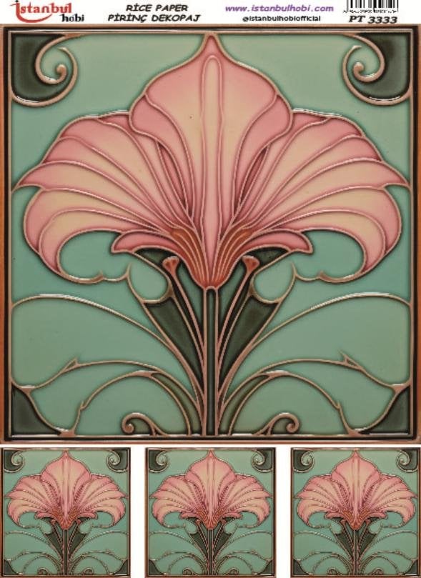 Pirinç Dekopaj Kağıdı 30x42cm PT-3333 Desenler