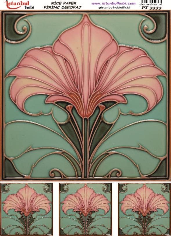 Pirinç Dekopaj Kağıdı 30x42cm PT-3333 Desenler