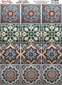 Pirinç Dekopaj Kağıdı 30x42cm PT-3428 Karo Desenler