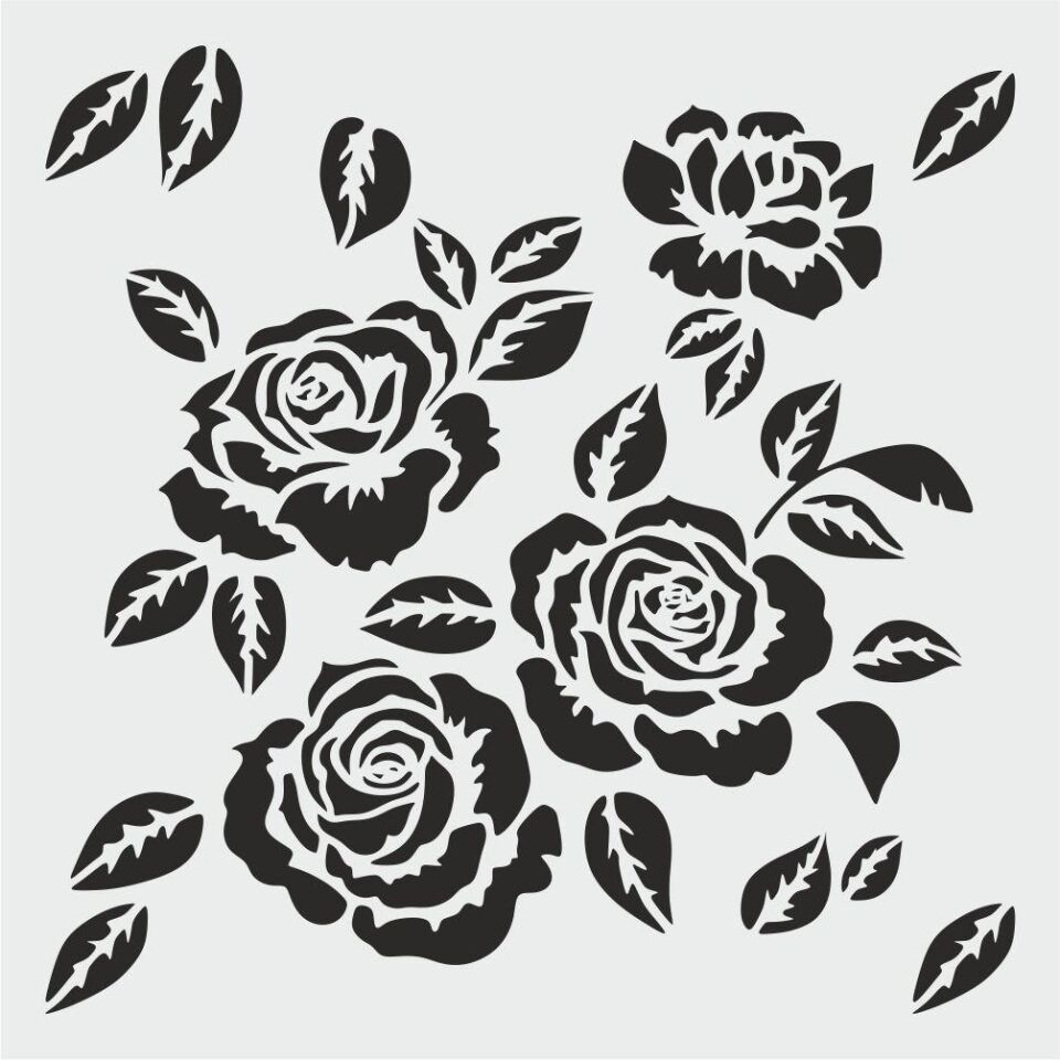 Çiçek Desen Stencil Şablon (25x25) F-148