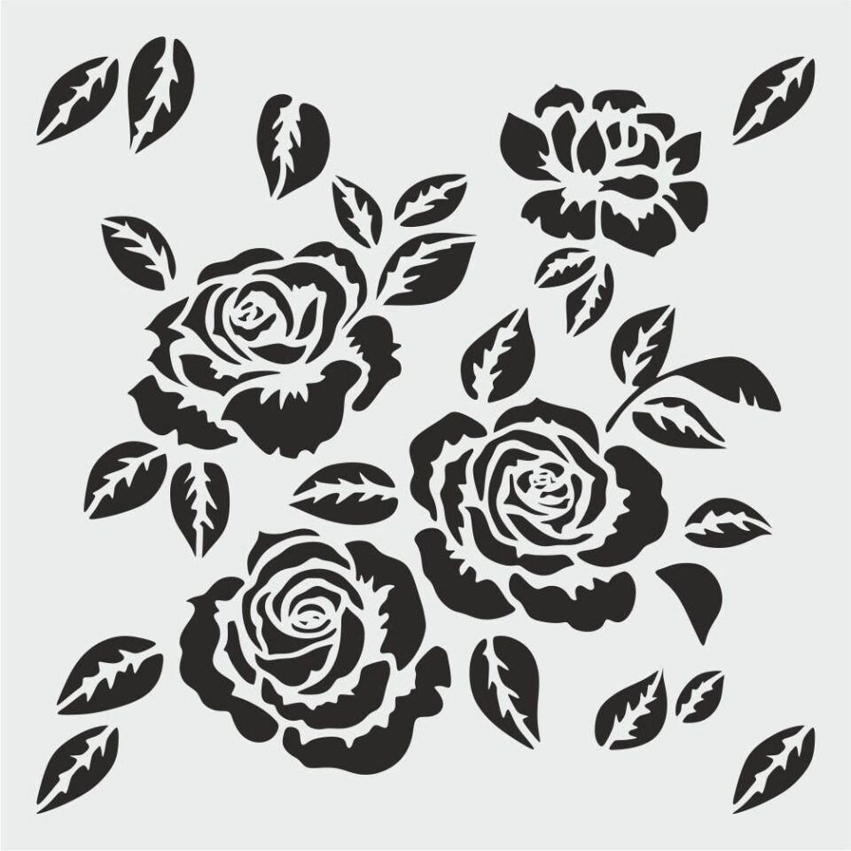 Çiçek Desen Stencil Şablon (25x25) F-148