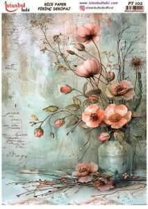 Pirinç Dekopaj Kağıdı 30x42cm PT-102 Çiçekler
