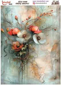 Pirinç Dekopaj Kağıdı 30x42cm PT-126 Çiçekler