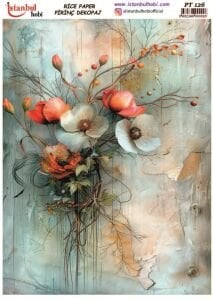 Pirinç Dekopaj Kağıdı 30x42cm PT-126 Çiçekler